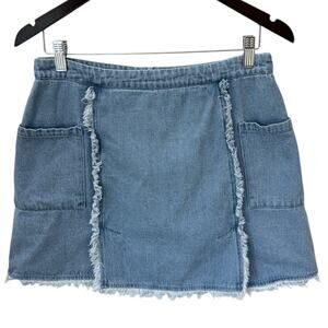 UMGEE Skirt Womens M Blue Denim Mini Raw Edge Summer Festival Boho